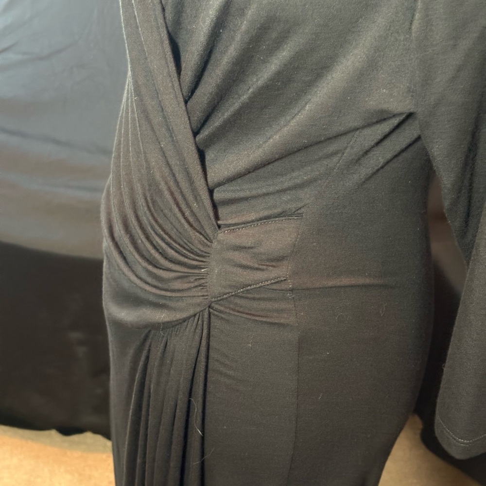 Karen Kane Black Cascade Wrap Dress SZ L - Picture 4 of 11